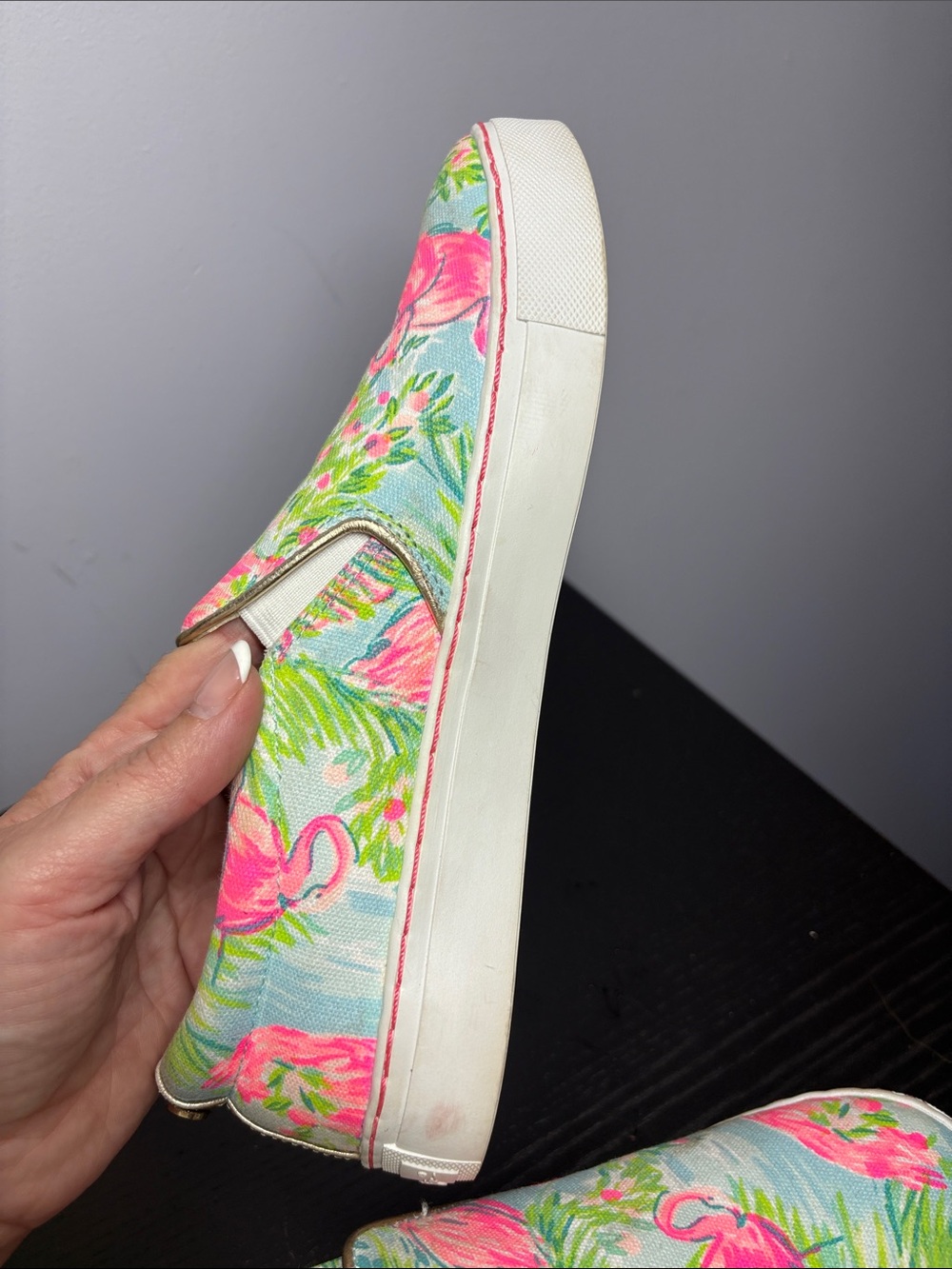 Lilly Pulitzer Flamingo Print Slip-On Shoes - Picture 6 of 7
